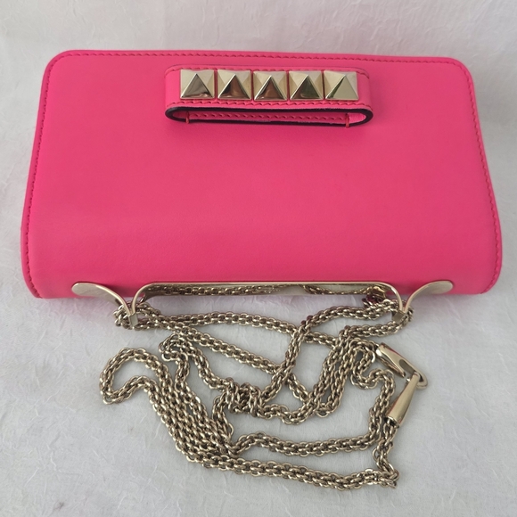 Auth Valentino Garavani Rockstud Va Va Voom Neon Pink Crossbody - Picture 8 of 11